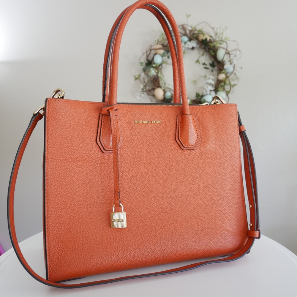 Michael Kors Mercer Orange Large Leather Tote